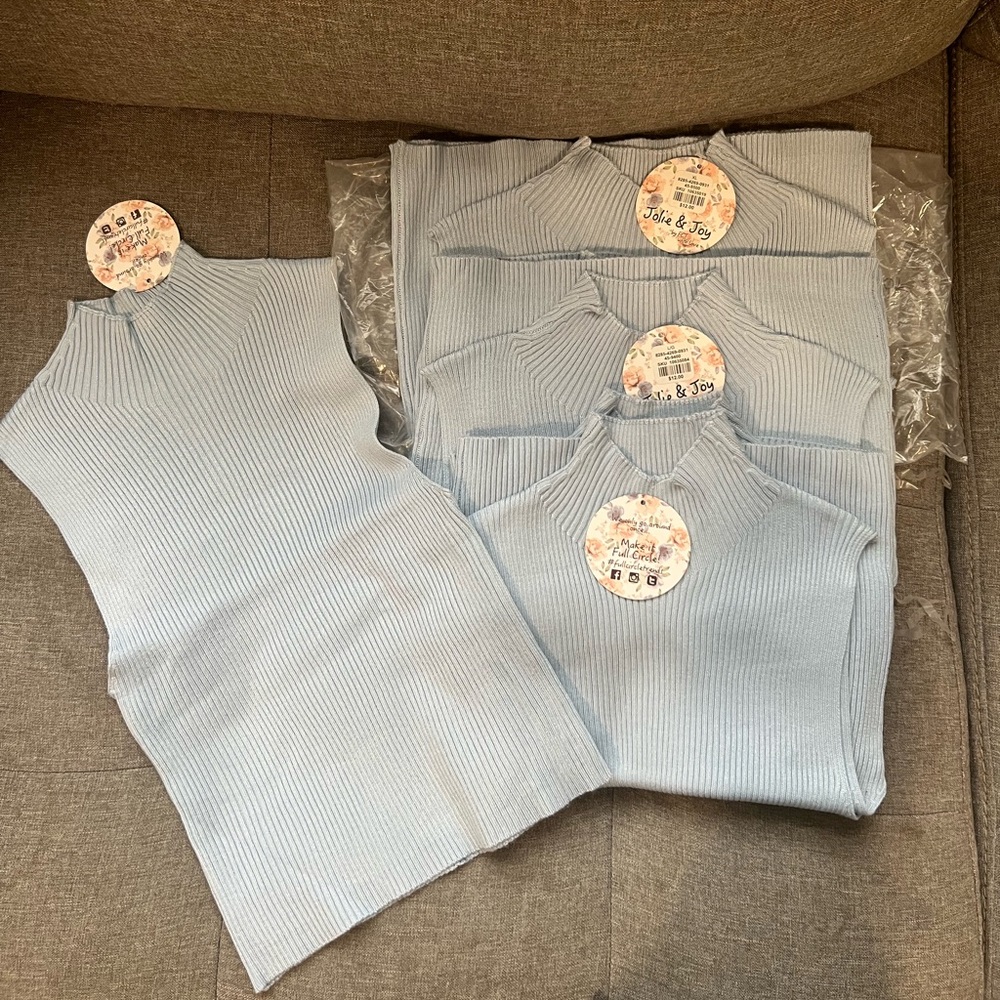 Turtleneck sleeveless ribbed tops (wholesale)